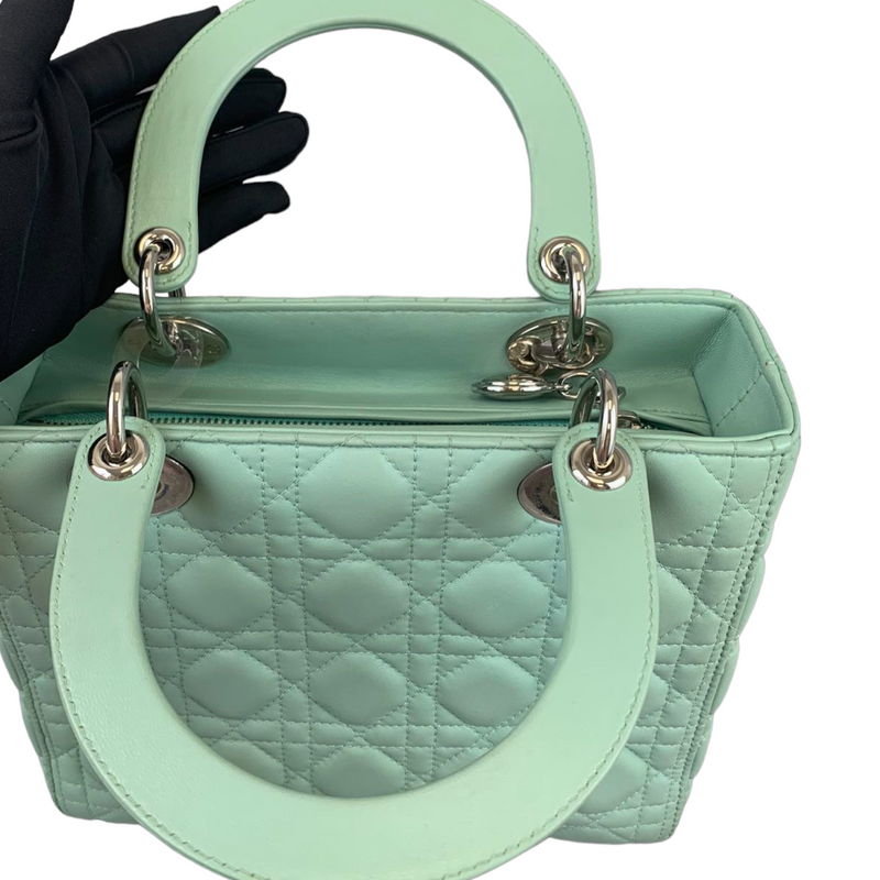 Medium Lady Dior Cannage Aqua SHW