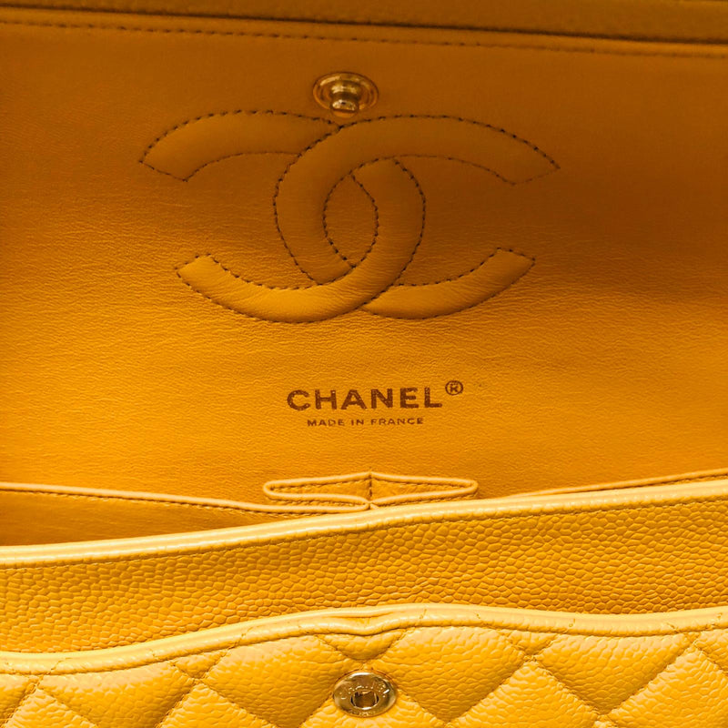 Classic Flap M/L Yellow Lambskin with GHW