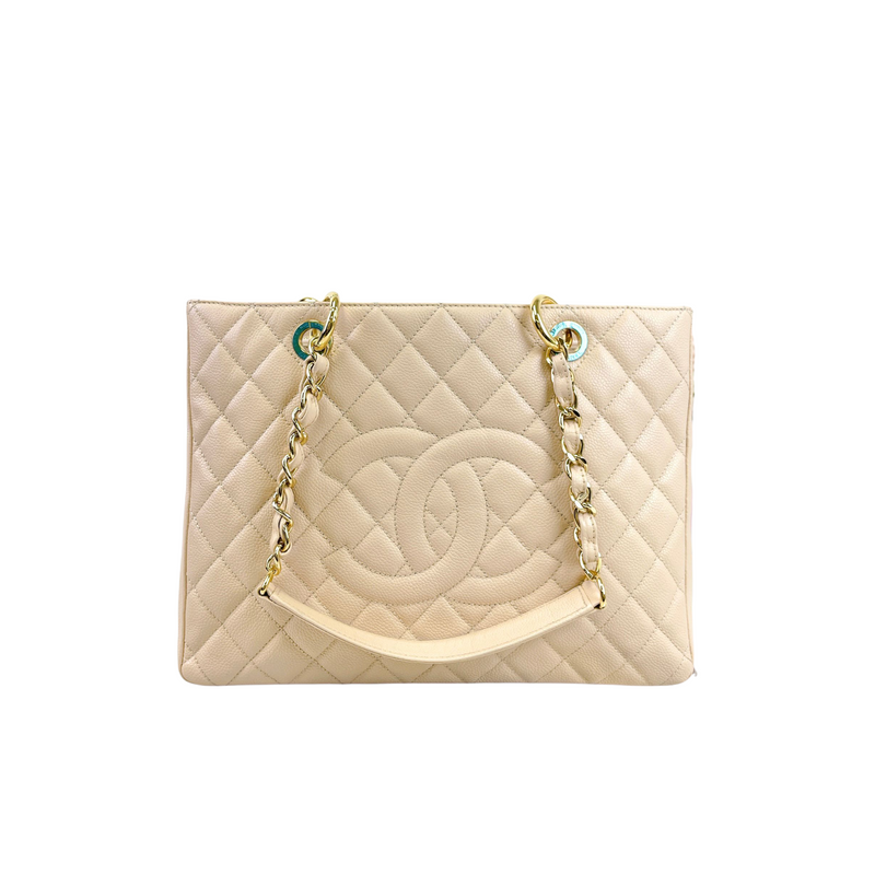 GST Grand Shopping Tote Beige Caviar GHW