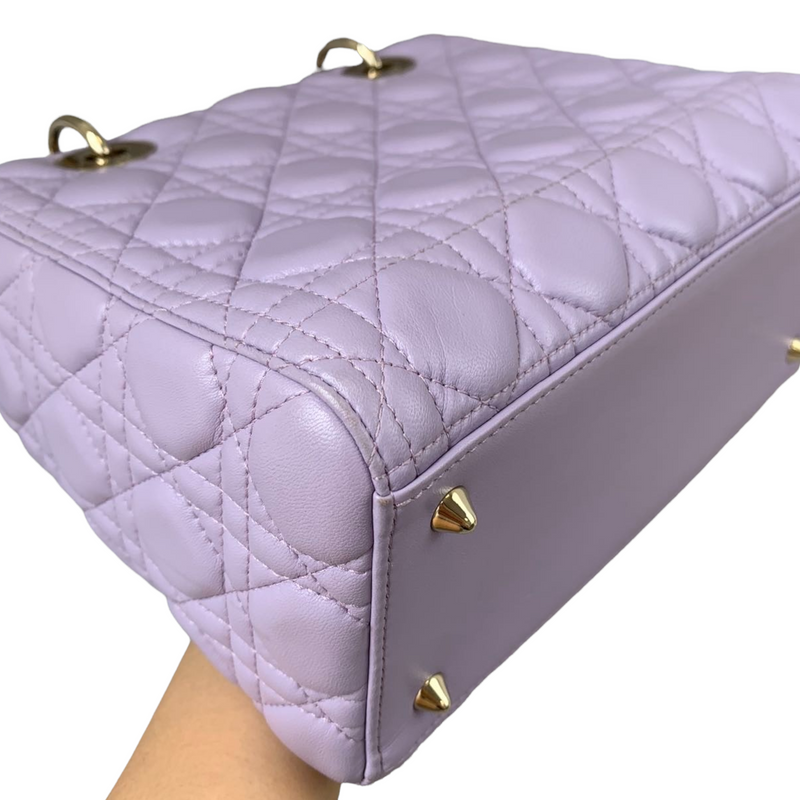 Medium Lady Dior Lambskin Lilac GHW