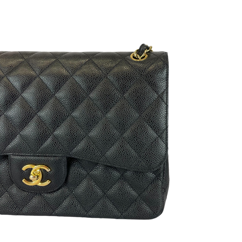 Jumbo Classic Double Flap Caviar Black GHW