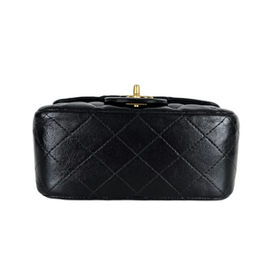 Square Mini Flap Lambskin Black GHW