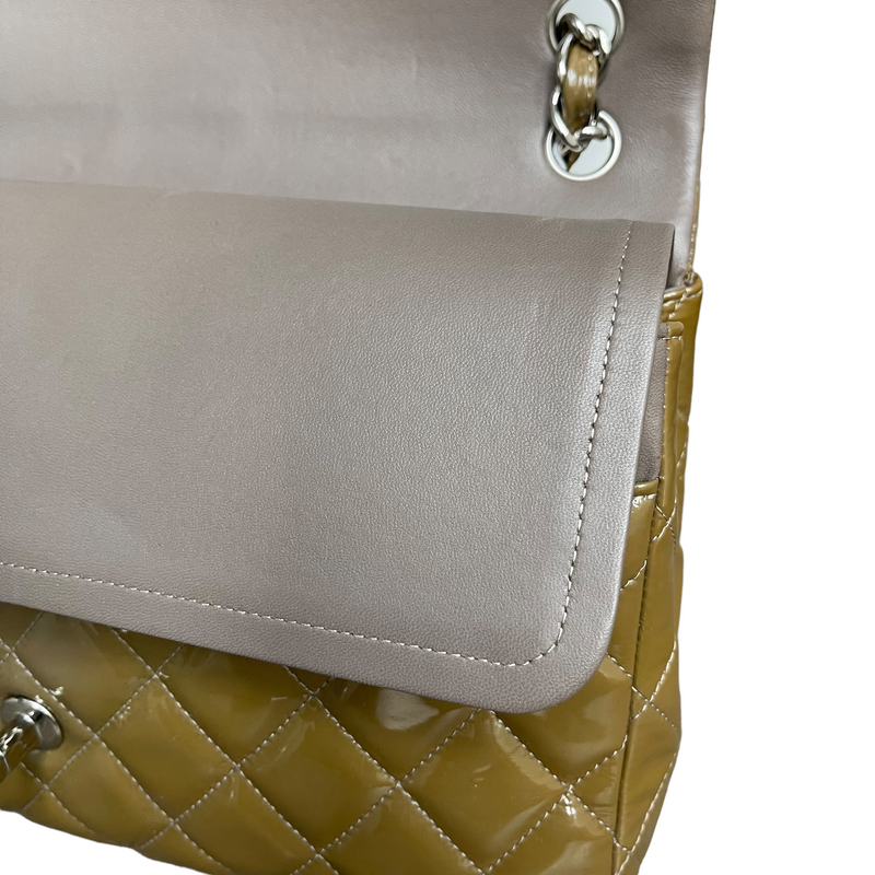 Jumbo Double Flap Patent Taupe SHW