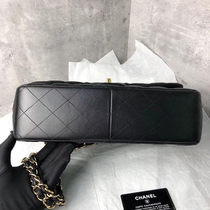 Jumbo Double Flap in Black Lambskin with GHW