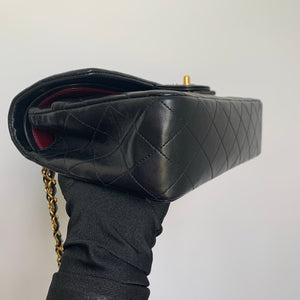 Vintage Lambskin Double Flap M/L with GHW In black