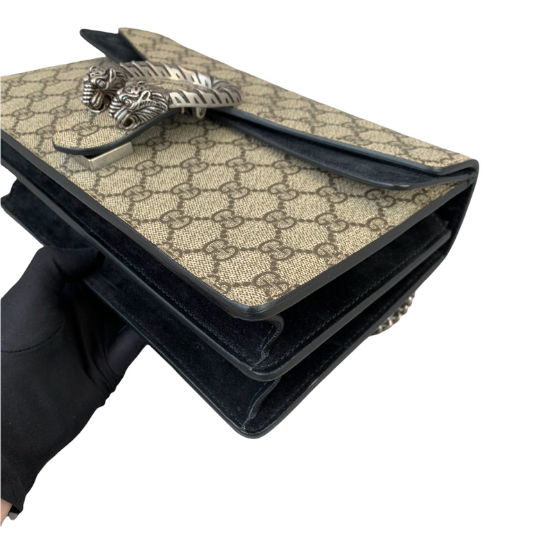 Gucci Tweed Monogram Dionysus Super Mini Flap Bag Black