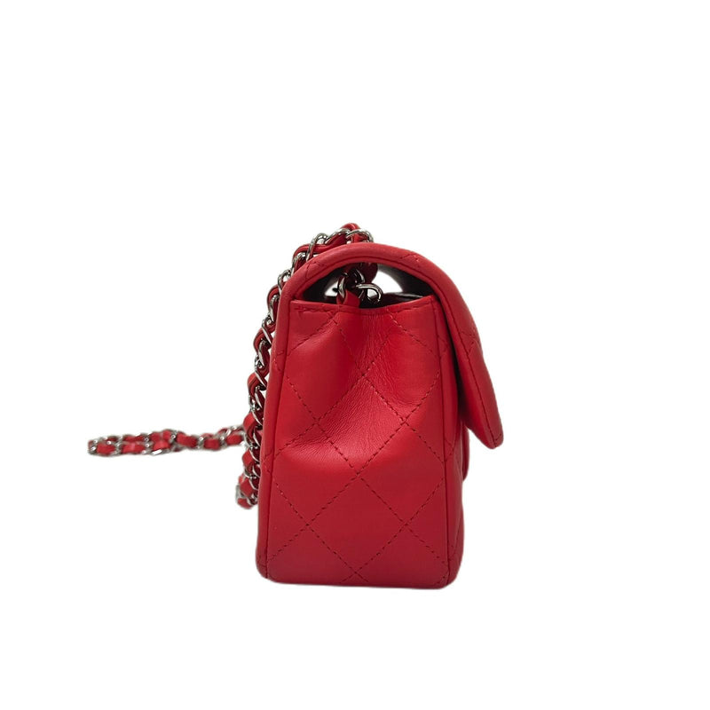 Mini Rectangle Lambskin Red SHW