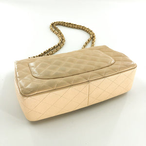 Vintage Jumbo Flap Bag in Beige Caviar Leather