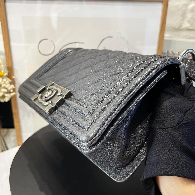 Small Boy Bag Caviar Dark Gray RHW