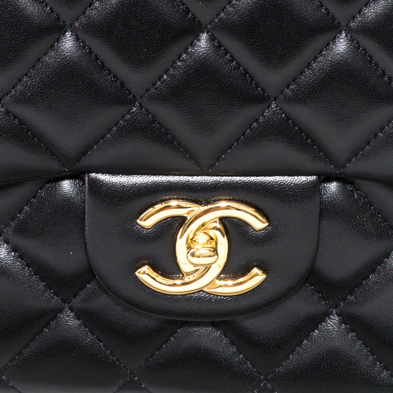 Double Flap Maxi in Black Lambskin with GHW
