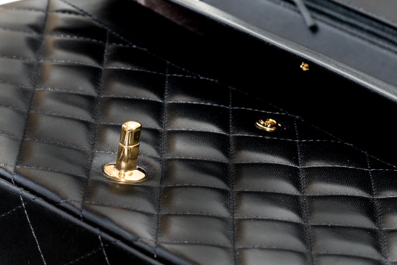 Double Flap Maxi in Black Lambskin with GHW