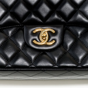 Double Flap Maxi in Black Lambskin with GHW