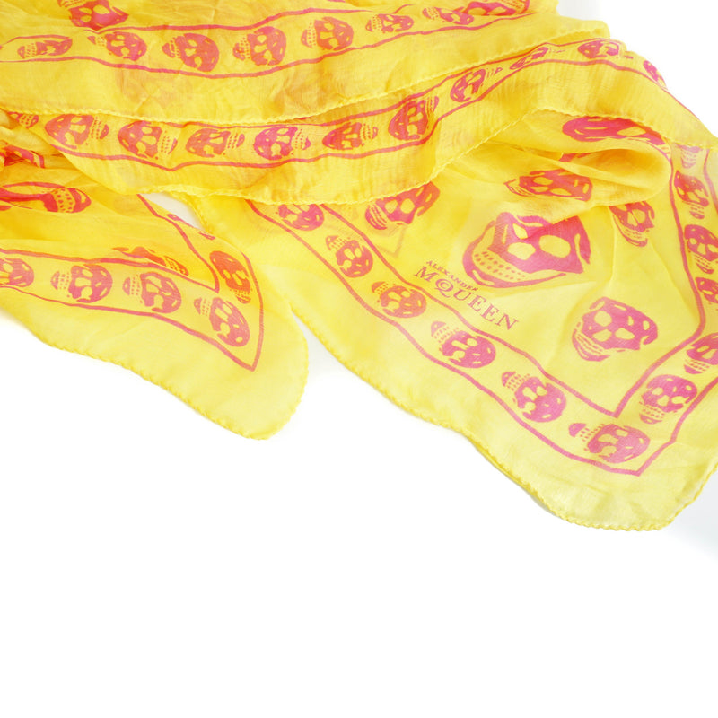 Silk Skull Scarf in Yellow and Pink