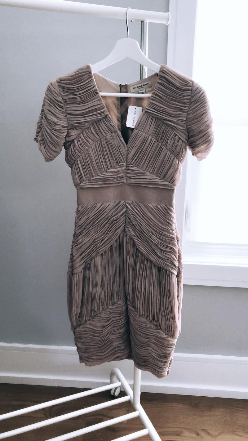 Beige Pleated Dress