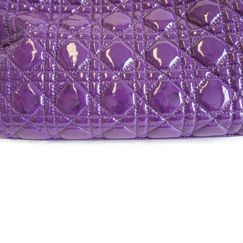 Cannage Quilted Purple Leather Soft Small Shopping Tote