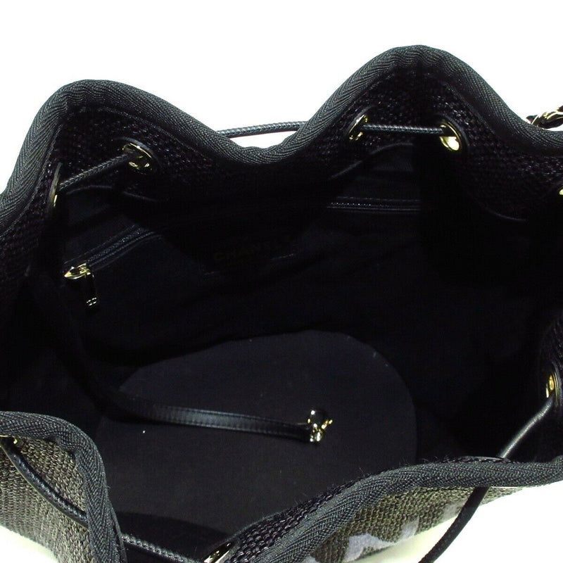Deauville Raffia Bucket Bag Black
