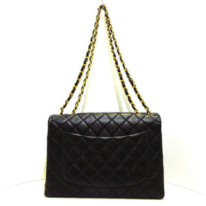 Matelasse Lambskin Leather Large Shoulder Bag Black