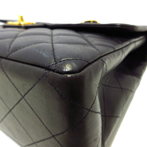 Matelasse Lambskin Leather Large Shoulder Bag Black