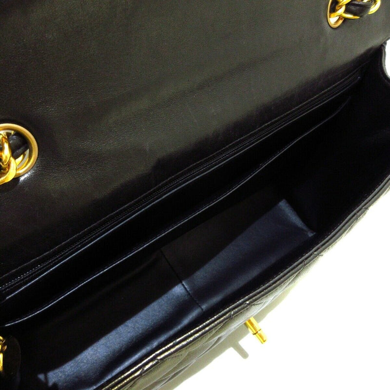 Matelasse Lambskin Leather Large Shoulder Bag Black
