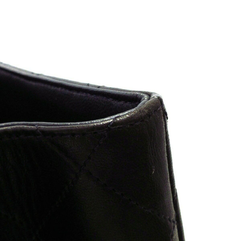 Matelasse Lambskin Leather Large Shoulder Bag Black