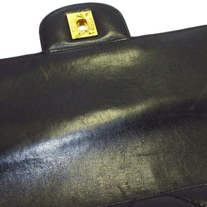 Matelasse Lambskin Leather Large Shoulder Bag Black