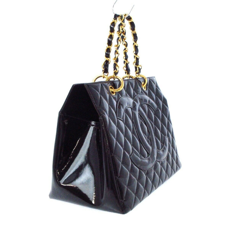 Chanel Black Quilted Caviar Leather Grand Shopping Tote Bag