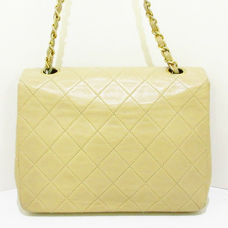 Vintage Lambskin Mini Square Flap Beige GHW