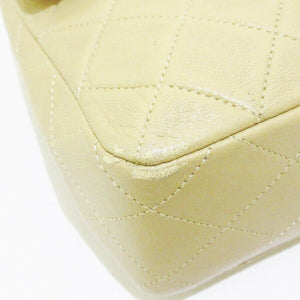 Vintage Lambskin Mini Square Flap Beige GHW