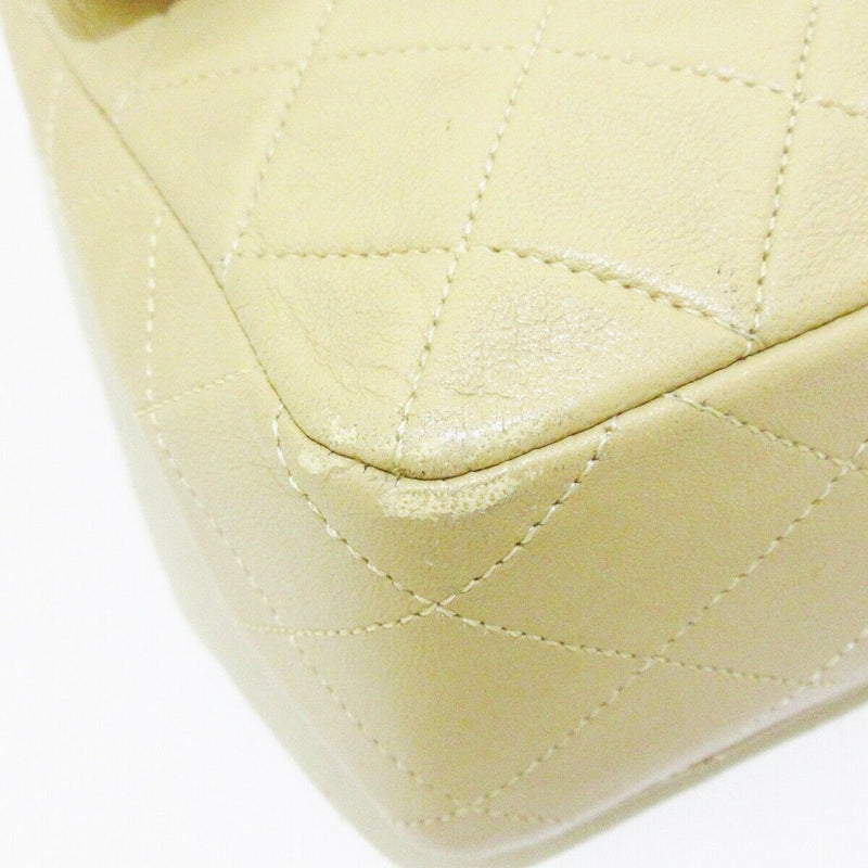 Vintage Lambskin Mini Square Flap Beige GHW