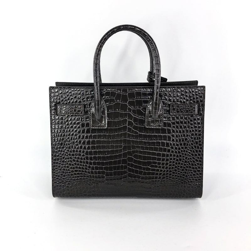 Sac De Jour Baby in Embossed Croc Dark Brown Tote