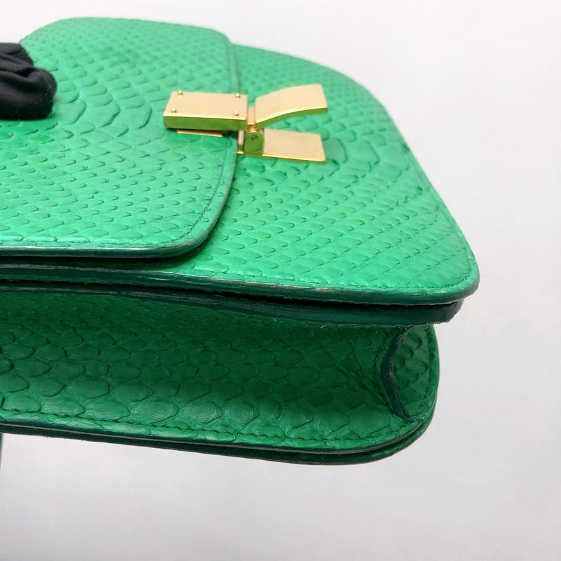 Celine Emerald Green Patent Leather Medium Classic Box Flap Bag
