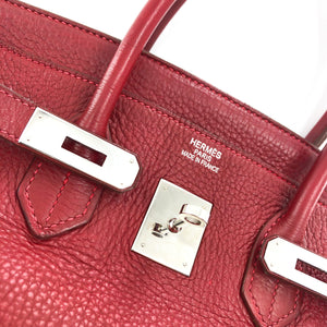 Birkin 35 Rouge Garance Clemence K-Stamp with Palladium HDW