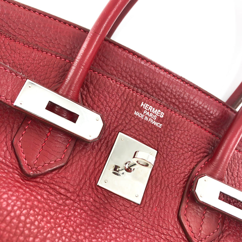 Hermes Birkin 35 Rouge Garance K Stamped Handbag