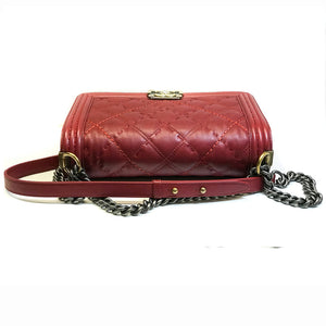 Medium Boy Flap in Stitched Calfskin Leather with RHW